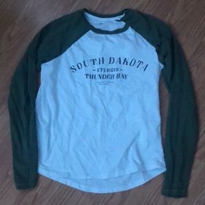Green and white baseball tee